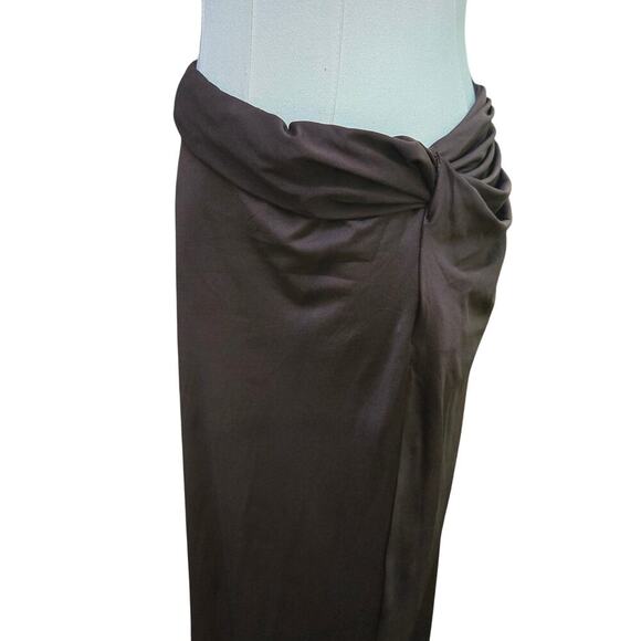 NEW Commense Womens Brown Twist Waist Maxi Skirt M Cover-Up Boho Chic Romantic - Picture 2 of 11